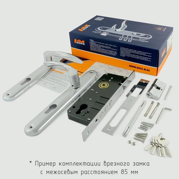 Замок врезной НОРА-М N23-85 М матовый хром  (2)