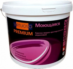 Краска моющаяся водно-дисперсионная акриловая "Virtuoso Premium",15кг