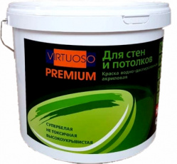 Краска для стен и потолков водно-дисперсионная акриловая  "Virtuoso Premium",15кг