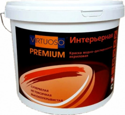 Краска интерьерная водно-дисперсионная акриловая "Virtuoso Premium" супербелая, 7кг
