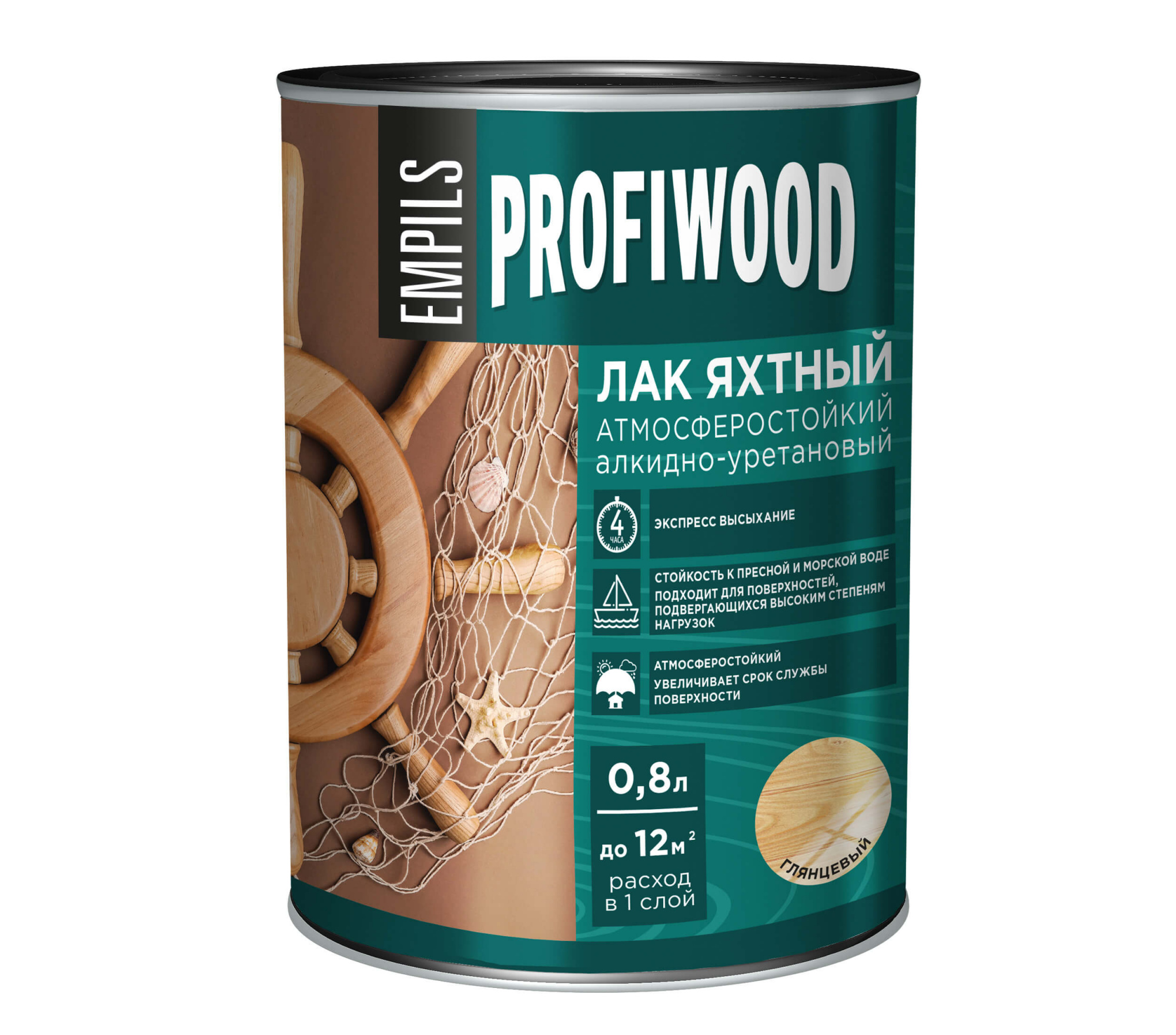 PROFIWOOD Лак яхтный атмосферостойкий алкидноуретановый глянцевый 0.8 л 0.7 кг 6463_1