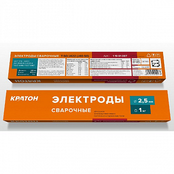 Электрод для дуговой сварки 2,5 мм Кратон Т-50/J422 (1 кг) 1 19 01 007